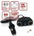 AVS A80922S разветвитель прикуривателя! 12/24V, на 2 выхода + 2 USB