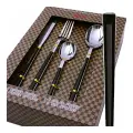 Набор столовых приборов 24 предмета на 6 персон в подарочной упаковке нержавеющая сталь черная ручка