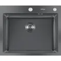 Мойка для кухни из нержавеющей стали врезная прямоугольная 60х50 см. Hoffger HFG-6050TB ECO черный графит декор