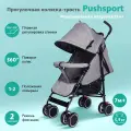 Коляска-трость Pushsport, серый, EVA-колеса, поворотные, складная, 6 кг