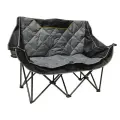 Кресло туристическое складное 138х53х92см, двухместное, сталь, ПВХ, серый, черный