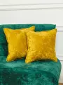 Диванная подушка декоративная интерьерная, желтый горчичный велюр, набор подушек 2 шт 43х43 см