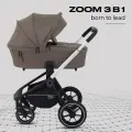 Коляска детская MOWBaby Zoom 3в1 RA087, реверсивный прогулочный блок Silver Cacao Brown