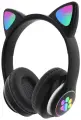 Беспроводные наушники Cat Ear P33M, черные. Наушники беспроводные с ушками кошки. Светящиеся наушники для детей