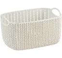 Корзина для хранения вещей 7л, белый ротанг, стильное плетение, легкая в уходе