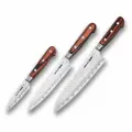 Набор из 3-х ножей из высокоуглеродистой нержавеющей стали, рукоять из стабилизированной древесины, темное дерево, серия Kaiju, Samura, SKJ-0220B/L