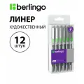 Комплект 12 шт, Ручка капиллярная Berlingo Precision черная, #08, 0.5мм