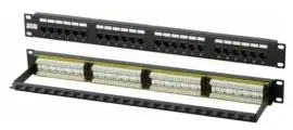 Патч-панель в шкаф 19 1U, порты: 24 x RJ-45 кат. 5e, органайзер, черный, NIKOMAX (NMC-RP24UD2-1U-BK)