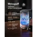 Чайник электрический Weissgauff WK 1760 EcoGlass, Объём 1,7 литра, Корпус из термостойкого стекла, Подсветка корпуса