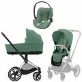 Модульная коляска Cybex Priam IV 3в1 Leaf Green (зелёная)+шасси RoseGold(розовое золото)люлька, прогулочный блок, до 4