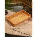 Поднос, 36x23x5 см, ротанг, форма: прямоугольник, цвет: бежевый
