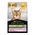 PRO PLAN Sterilised Сухой корм для взрослых стерилизованных кошек и кастрированных котов с чувствительным пищеварением, с курицей, 3 кг
