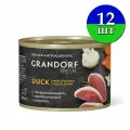 Влажный корм для собак Grandorf Fresh Паштет из утки с бататом и цветной капустой, консервы упаковка 12 шт х 200 г