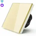 Cенсорный Wi-Fi выключатель с Алисой, 3 клавиши 1 пост, (3G) стекло 86х86мм цвет золотой