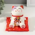 Копилка керамика подставка Кот Манэки-нэко расслабленный 12,5х12,5х10,5 см