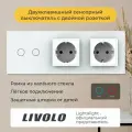 Двухклавишный сенсорный выключатель Livolo с двойной розеткой (VL-C702/C1EU/C1EU-11)