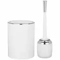Набор аксессуаров для ванной комнаты 2 предмета (белый, серебро, круг) Limon