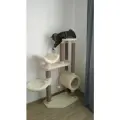 Игровой комплекс с тоннелем, гамаком и лежанками из ковролина, для кошки, высота 150 см, цвет белый.