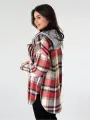 Рубашка Lady Gina в клетку с капюшоном фланелевая теплая, размер 60-62, красный, серый, белый, черный