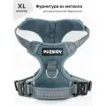 Шлейка для собак с фиксаторами из металла и мягкой ручкой, размер XL, голубой, PUZIKOV / пузиков