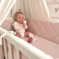 Бортики в кроватку для новорождённых, бледно розовый, 100% хлопок, 60х30 см - 2 шт, 120х30 см - 2 шт, MamiBro