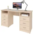 Стол письменный с двумя тумбами Хит-12, ШхГ: 140х50 см, цвет: Дуб молочный