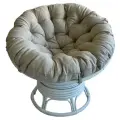 Кресло Папасан вращающийся из натурального ротанга 23/01В с подушкой, цвет белый матовый