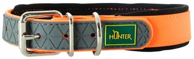 Hunter ошейник для собак Convenience Comfort 55 (42-50 см) / 2,5 см биотановый с мягкой горловиной оранжевый неон