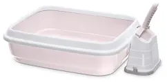 Imac Duo лоток для кошек с бортом и совком Светло-розовый