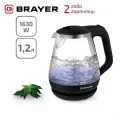 Чайник электрический BRAYER BR1063BK, 1630Вт, 1,2 л, черный/стекло с подсветкой, черный