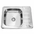 Мойка кухонная врезная прямоугольная нержавеющая сталь 58х48 см. SINKLIGHT 5848 ECO L 0.8/180 1P полированная