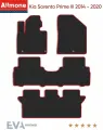 Коврики автомобильные в салон ЭВА Allmone для Kia Sorento Prime 3 (UM) 2014 - 2020 задний цельный, черные c красным кантом, 4шт. / Киа Соренто Прайм 3