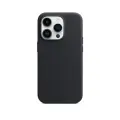 Кожаный чехол Магсейф для iPhone 15 Pro Midnight / Анимация NFC / Leather Case Магсейф для Айфон 15 Про / Чёрный