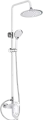 Душевая стойка Shevanik S9836F с тропическим душем, со смесителем, с изливом, латунная, белая, хром рычаг сбоку с лейкой