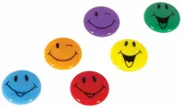 Упаковка 6 шт. Магниты юнландия 30 мм, набор 6 шт, Смайлик, ассорти, 237475