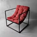 Кресло мягкое удобное для отдыха, уличное, на балкон, на веранду, в стиле лофт, минимализм, Лофтовик + Красный велюр