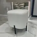 Пуф MPlast Дольче, ткань букле белый, 40 см x 45 см x 40 см, опора металл чёрный матовый 15 см