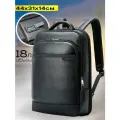 Рюкзак из натуральной кожи городской дорожный Bopai универсальный 18л, для ноутбука 15.6, непромокаемый, с USB, черный
