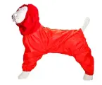 Комплект: Теплый комбинезон+Снуд (шапка) для американского стаффордширского терьера кобеля, на флисе, повышенной прочности, цвет красный