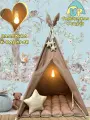 Вигвам детский UP Кофе с ковриком, подушкой, лампочкой, 100х100см