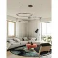 Подвесная светодиодная люстра 3 кольца 40*60*80 черная с пультом и приложением