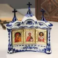 Киот на 3 иконки, гжель 1шт.