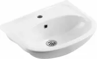 Мебельная раковина Rosa Уют 51 фаянсовая, раковина для ванной, со сливом-переливом, белая, полукруглая