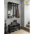 Вешалка настенная в прихожую с обувницей ВосторгМебель цвет графит ЛДСП