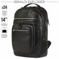 Стильный деловой рюкзак с 24 карманами и отделениями BRIALDI Explorer (Эксплорер) relief black