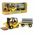 Погрузчик вилочный с прицепом и трубами 1:16, свет, звук, фрикция