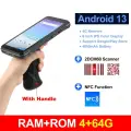 Android 13 PDA Прочный портативный терминальный коллектор данных 1D 2D QR сканер штрих-кода ручка инвентарь 4 + 64 ГБ беспроводной 4G GPS, 2D Scanner add NFC, EU