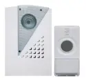 Звонок дверной беспроводной ЭРА C41 с 32 мелодиями и влагозащищённой кнопкой, белый, IP20, радиус действия 100м, Б0018492 / устройство для оповещения