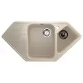 Мойка кухонная Ulgran U-409 -328 угловая, 97x50, мойка для кухни, с крылом, бежевая, трапеция, матовая