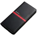 Чехол-книжка MyPads для Huawei P30 Pro водоотталкивающий с мульти-подставкой на жёсткой металлической основе черный с красной полосой